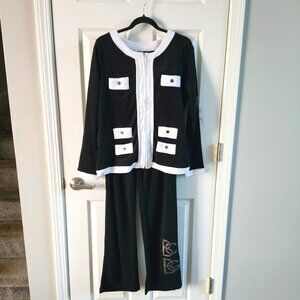 BCBG MAXAZRIA Velour Jacket & Pant Set Lounge Track Suit. BCRT32013P Size L NWT